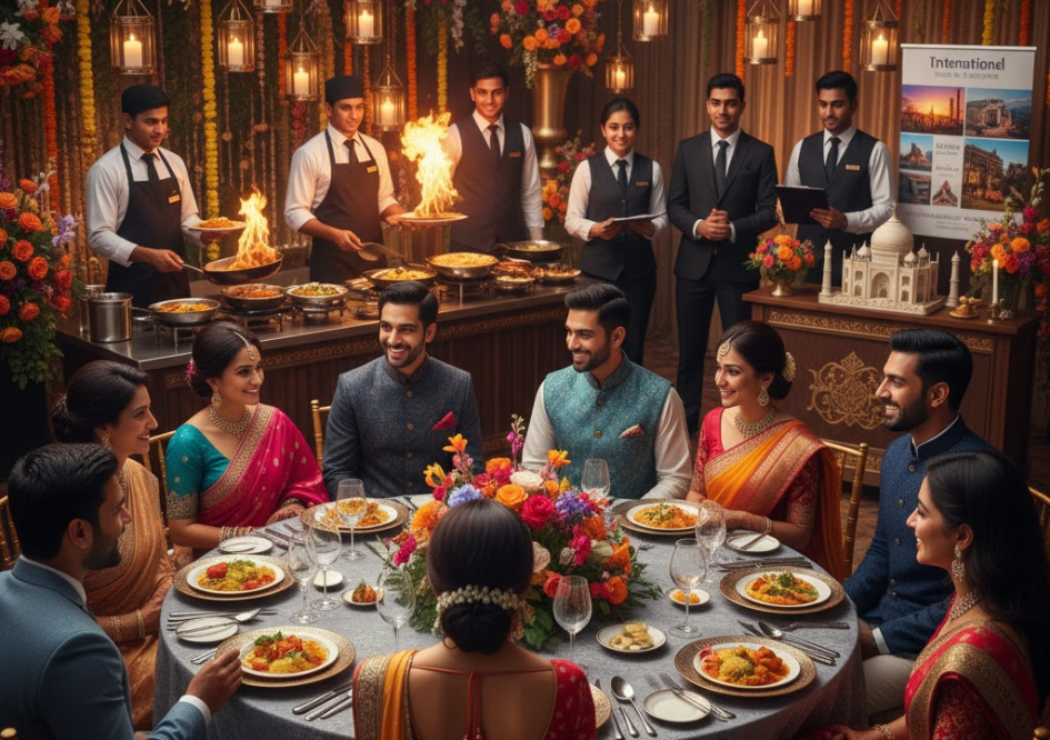 Elegant hospitality setting with table arrangement